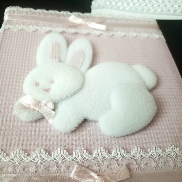 Keepsake Photo Album,  baby hats, wash cloths, and burp cloth bundle - Picture 4 of 9